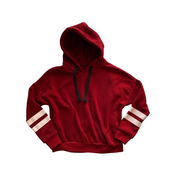 Tops - Red Hoodie with White Stripes